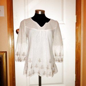 A'reve Anthropologie Embroidered Top S